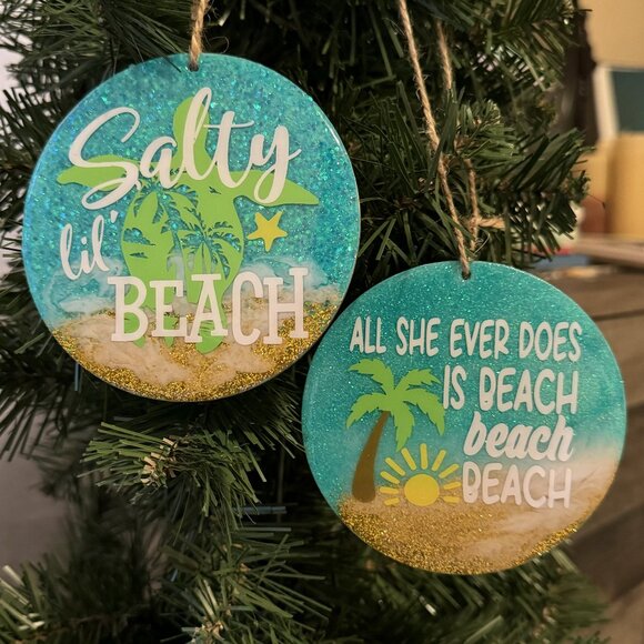 Set of 2 Large Beach Themed Ornaments - Picture 1 of 3